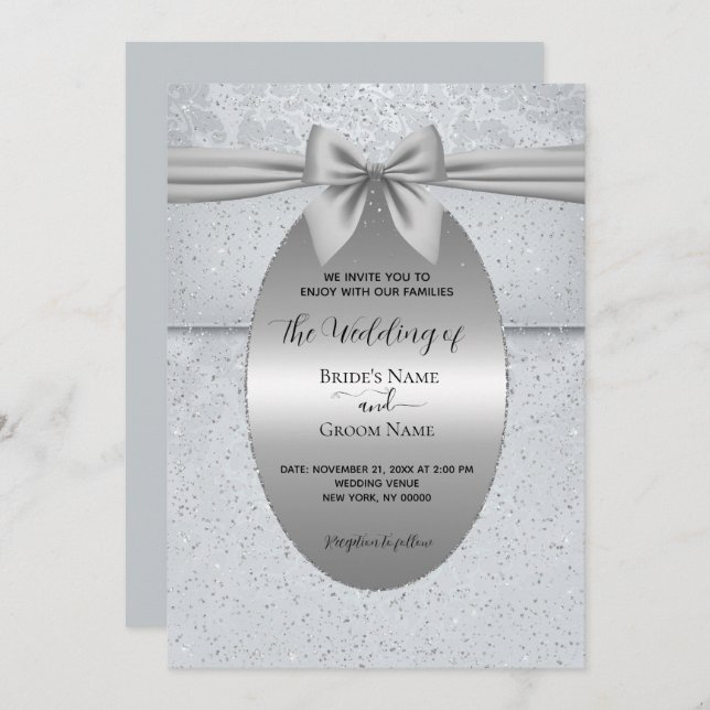 Silver Vintage com Convite para Casamento de Arcos (Frente/Verso)