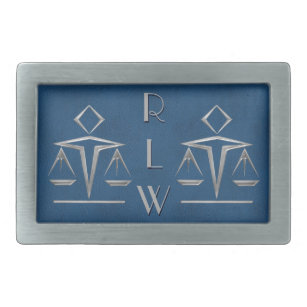 Silvery Scales of Justice on Blue_Personalised