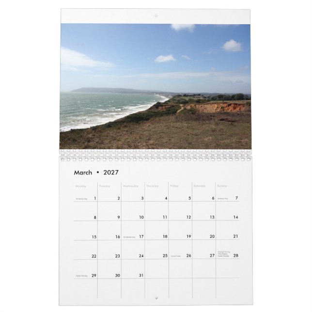 Sim 2021 Calendário médio de duas páginas, branco (Mar 2027)