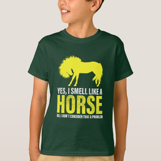 Sim, eu cheiro como um cavalo em camiseta amarela (Frente)