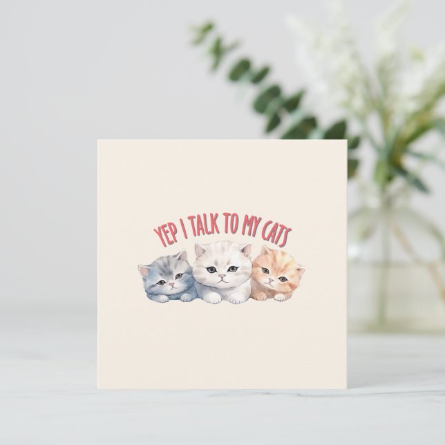 Sim, falo com os meus gatos - Design de Trio Gato  (Em pé/Frente)