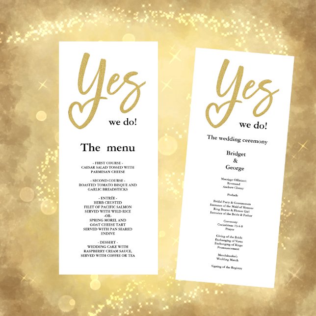Sim, fazemos o menu Dourado de casamento branco (Criador carregado)