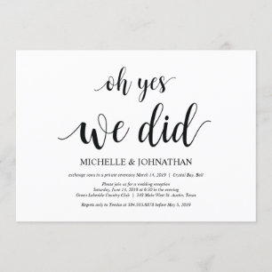 sim, fizemos, cartões de convite para elopetes de 