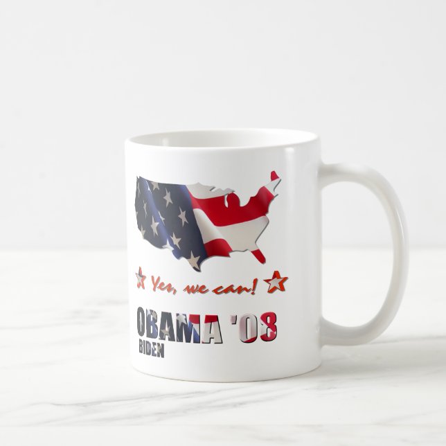 Sim nós podemos a caneca 2008 de Obama Biden (Direita)