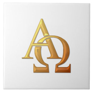 Símbolo "3-D" dourado alfa e de Omega
