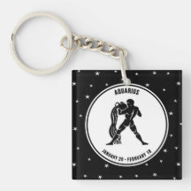 Símbolo Aquarius Zodiac, Chaveiro preto e branco