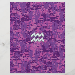 Símbolo Aquarius Zodiac na Camuflagem Digital Ros