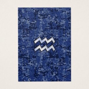 Símbolo Aquarius Zodiac no camo digital azul mari
