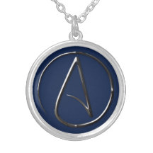 Símbolo ateu Colar de Prata Metálica Negra