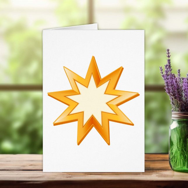 Símbolo Baha'i - Cartão de Saudação (Nine pointed star, symbol of the Baha’i faith in gold. Customize with your text.)