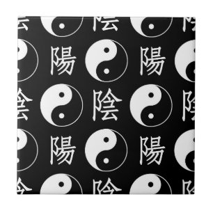 Símbolo Black Yinyang - Padrão de Texto Chinês