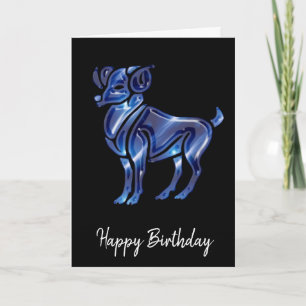 Símbolo Blue Aries Cartão de Aniversário