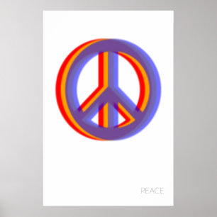 Símbolo da Paz Impressão de Arte RGB Cores, Modern