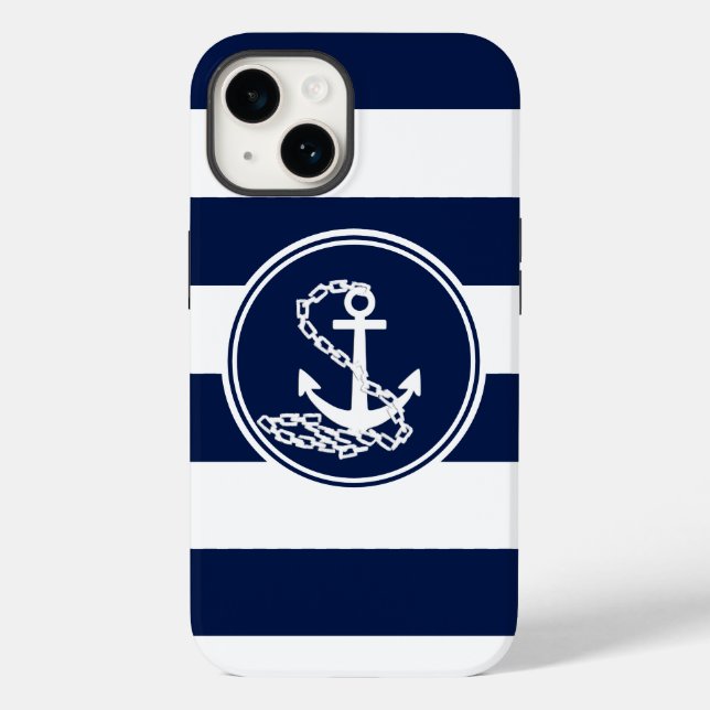 Símbolo de Âncora Náutica, faixas brancas e azuis (Verso)
