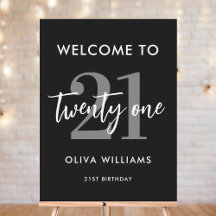 Símbolo de aniversário de 21 anos Elegante preto e