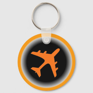 Símbolo de avião branco laranja chaveiro simples