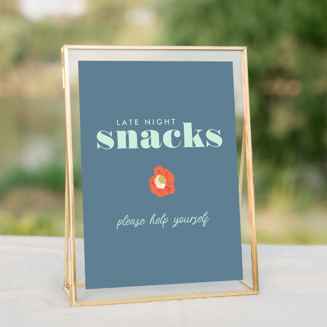Símbolo de Casamento de Bar de Invólucro Azul Negr (Bold Blue Typography Snack Bar Wedding Sign)