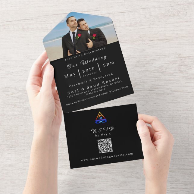 Símbolo de Chama Twin - Convite para Casamento Fot (Aba destacável)