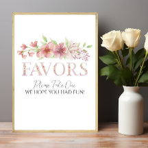 Símbolo de Favor Floral Rosa Poster