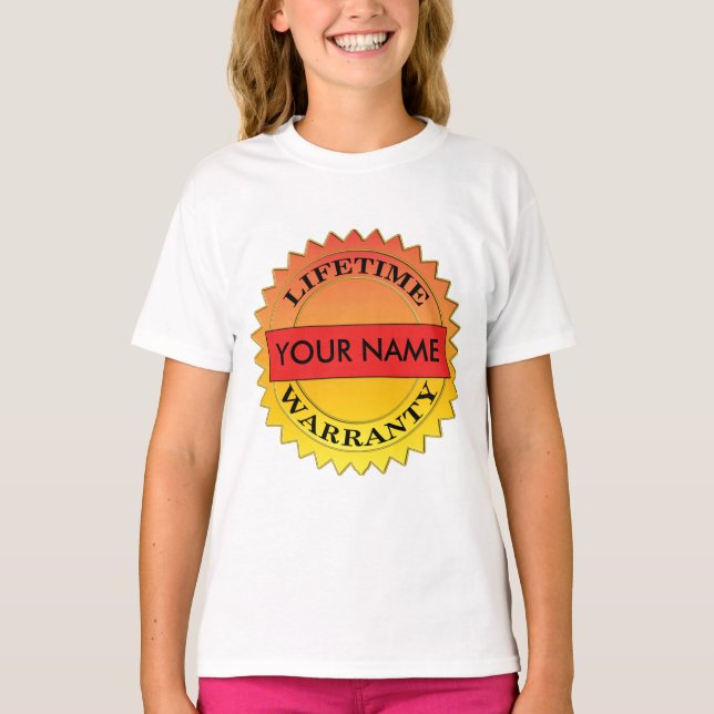 Símbolo de Garantia vitalícia Seu nome Crianças Pu (Frente)