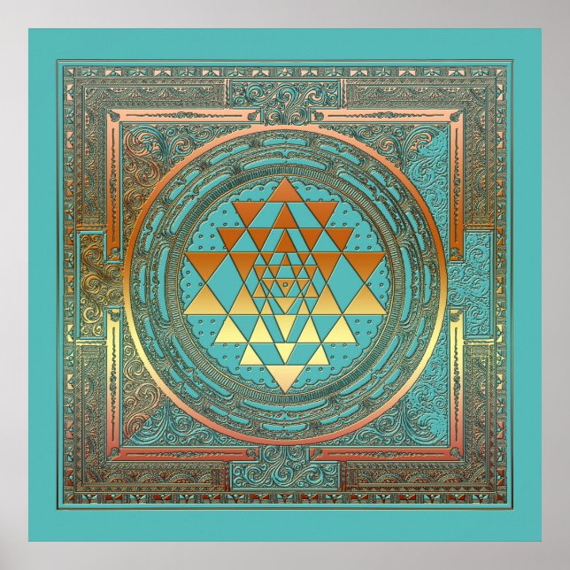 Símbolo de Meditação de Yoga do SriYantra poster S (Frente)