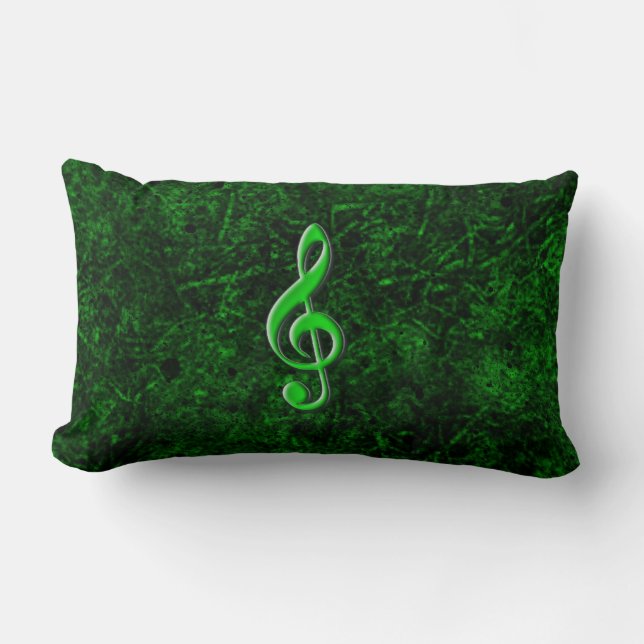 Símbolo de Nota Musical Verde Almofada Lombar (Frente)