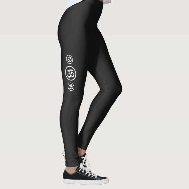 Símbolo de Ohm preto Yoga Workout Leggings (Womens black yoga workout leggings with Ohm circle )