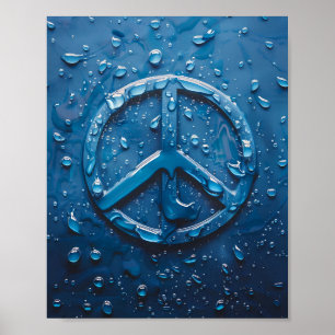 Símbolo de Paz de Água Azul Poster