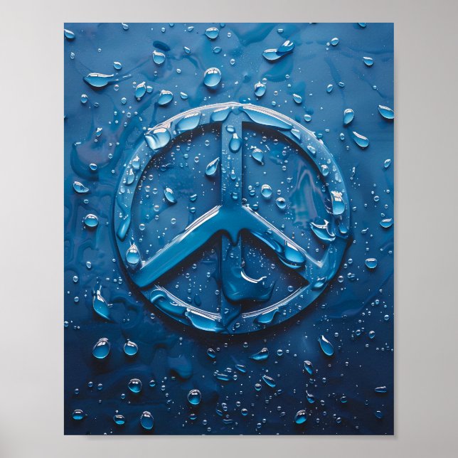Símbolo de Paz de Água Azul Poster (Frente)