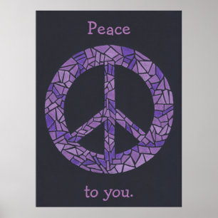 Símbolo de Paz de Omã Mosaico Lavanda Posters Roxo
