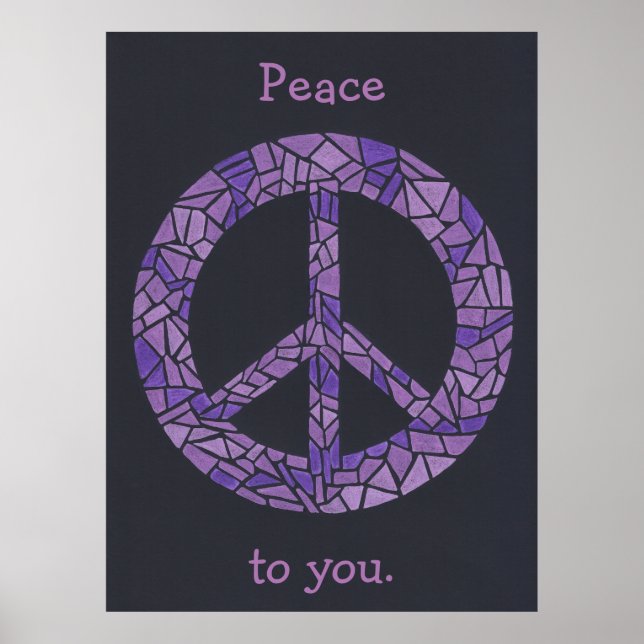 Símbolo de Paz de Omã Mosaico Lavanda Posters Roxo (Frente)