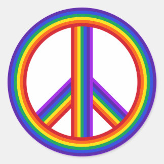 Símbolo de Paz do Arco-Íris Adesivos redondos clás