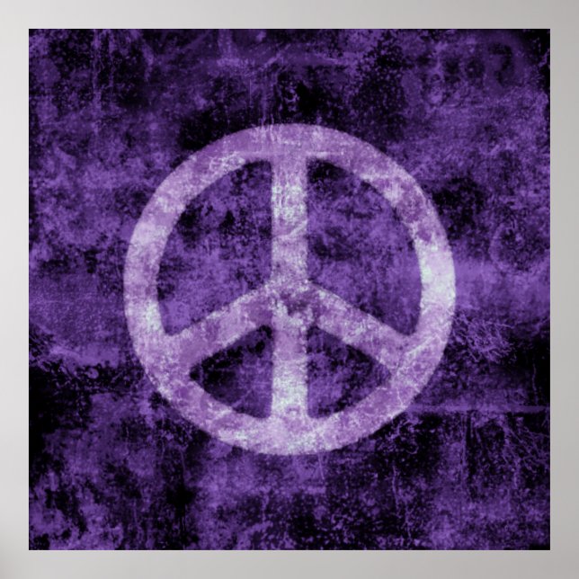 Símbolo de Paz Roxo Distante Poster (Frente)