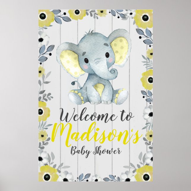 Símbolo de Poster de elefante de bebê amarelo (Frente)