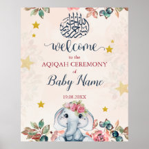 Símbolo de Poster do Elefante Boho Aqiqah Aqeqah E