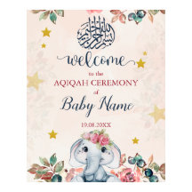 Símbolo de Poster do Elefante Boho Aqiqah Aqeqah E