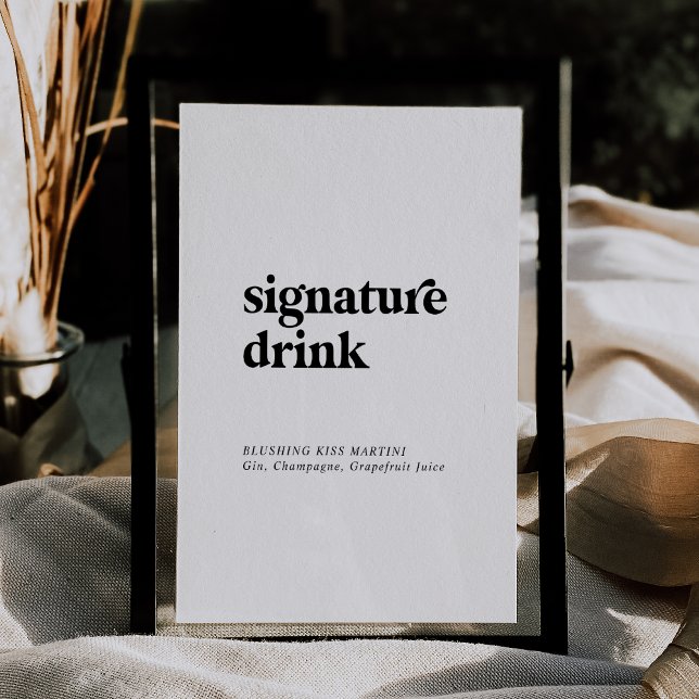 Símbolo de potência de assinatura 5x7" da tipograf (Modern Black Typography 5x7" Signature Drink Sign)