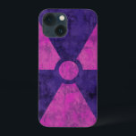 Símbolo de Radiação Vermelha Desvanecida<br><div class="desc">Símbolo de radiação em vermelho desbotado e roxo.</div>