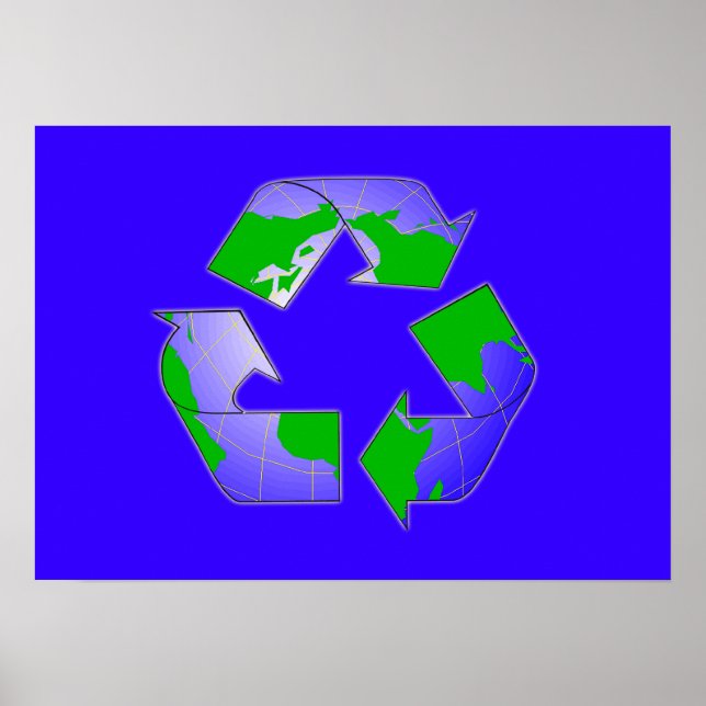 Símbolo de reciclar com a Terra Poster (Frente)