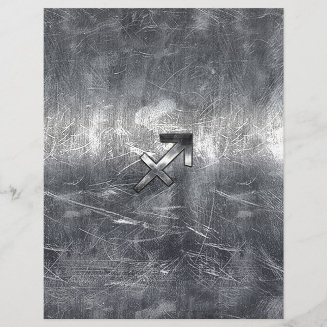 Símbolo de Sagitário em Aço com Estilo Grunge Dani (Frente)