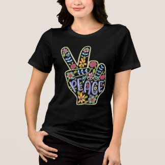 Símbolo Floral de Mão de Paz T-Shirt - Hippie S Co