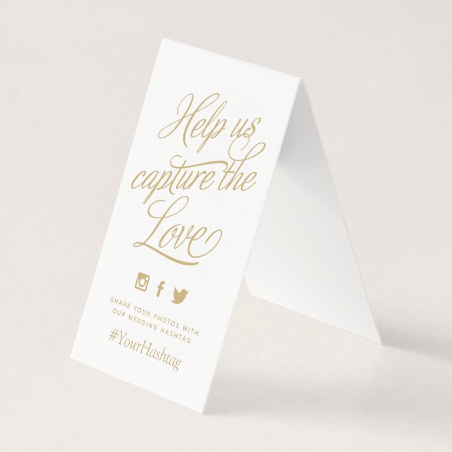 Símbolo Hashtag de Casamento Personalizado Dourado (Frente)