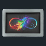 Símbolo Infinito com Pena Arco-Íris<br><div class="desc">Símbolo infinito desenhado artificialmente com uma bela pena arco-íris sobre fundo branco. Tatuagem.</div>
