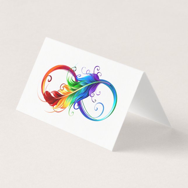 Símbolo Infinito com Pena Arco-Íris (Frente)