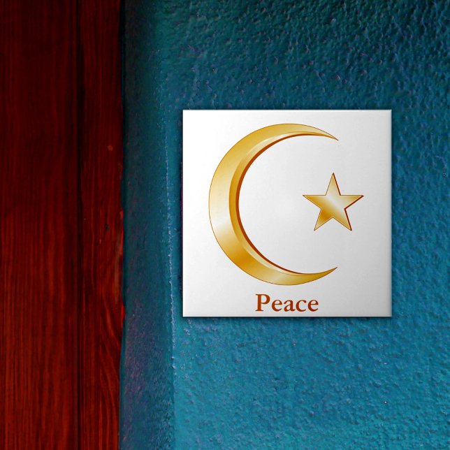 Símbolo Islâmico (Crescent moon and star, symbol of Islam. Customize with your text. )