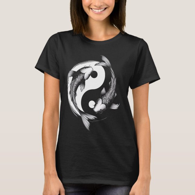 Símbolo Koi Fish Yang Design Camisetas Gráficas (Frente)
