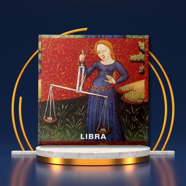 Símbolo Libra Zodiac Escala Festa de aniversário (Libra Zodiac Sign Scales Birthday Party Ceramic Tile cover)