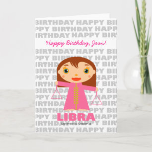 Símbolo Libra Zodíaco Cartão de Aniversário