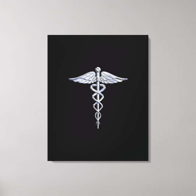 Símbolo Médico de Prata Como Caduceus em Decoração (Frente)