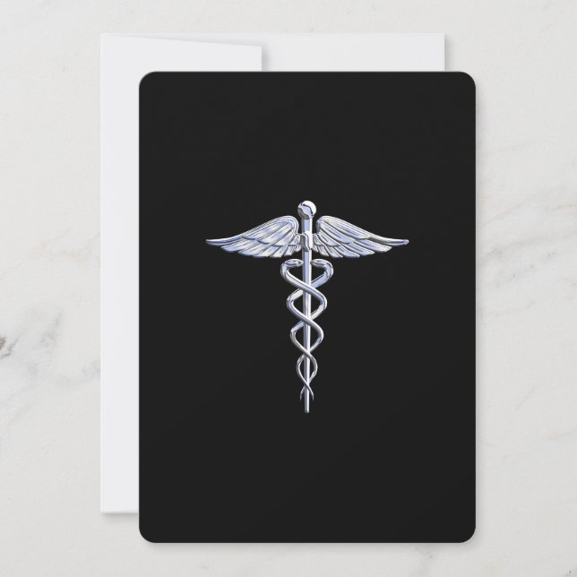 Símbolo Médico de Prata Como Caduceus em Decoração (Frente)